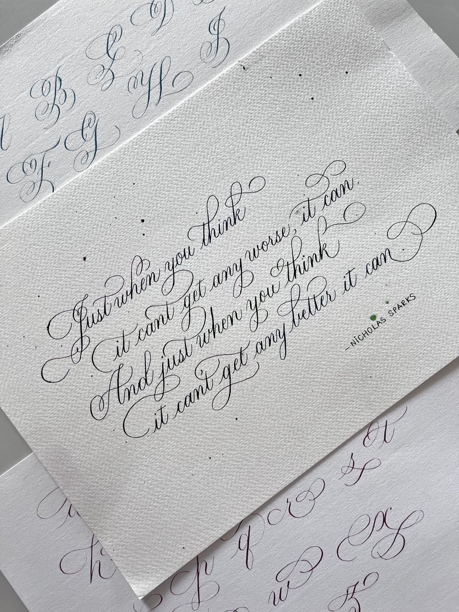 Flourishes calligraphy, student work from a previous CTTP batch