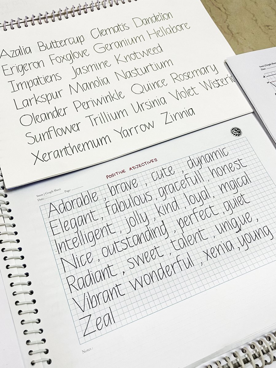 Monoline Italic calligraphy, student work from a previous CTTP batch