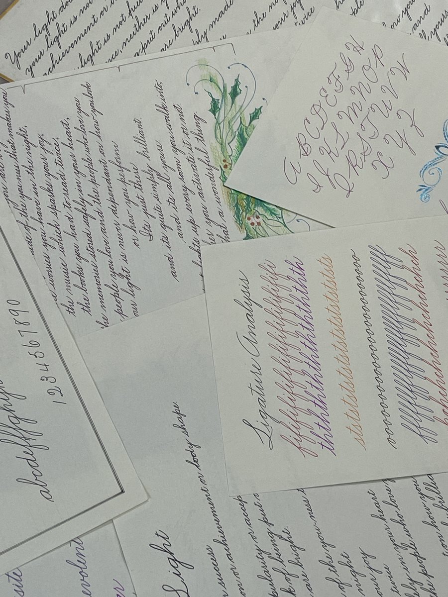 American Cursive calligraphy, student work from a previous CTTP batch