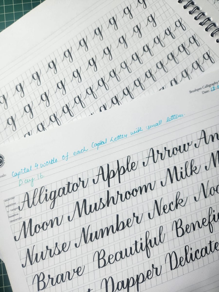 Brushpen calligraphy, student work from a previous CTTP batch